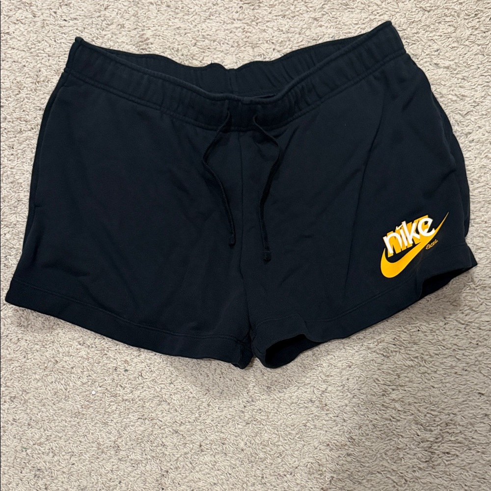 Nike Women's Black and Yellow Athletic Shorts